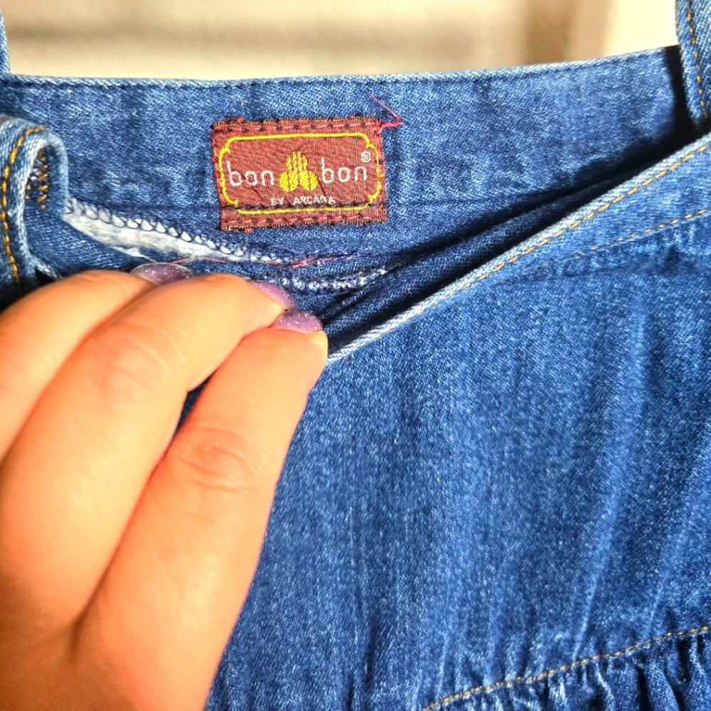Bon Bon Vintage Denim Gathered Tiered Skirt Size:S/M Color:Blue - Picture 5 of 9
